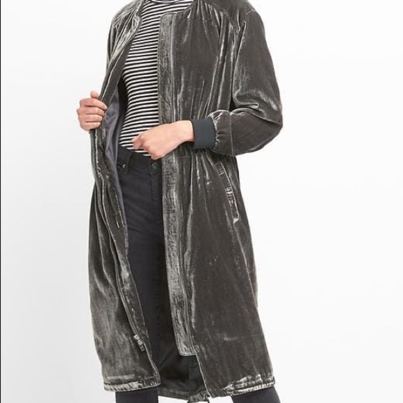 GAP Jackets & Blazers - Gap velvet long parka coat pavement size small NWT